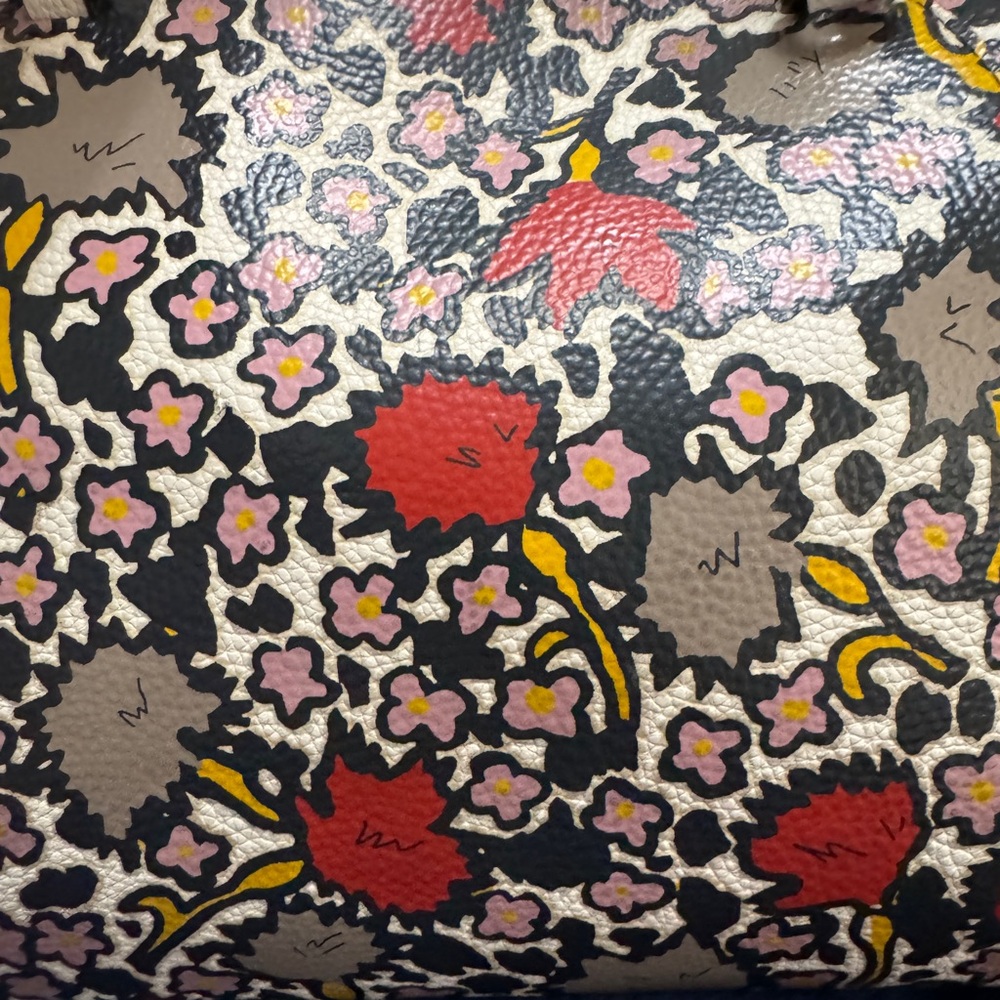 Coach Floral Prairie Satchel 2016 Chalk/Light Pebbled Leather Dust Bag & Tag - Picture 9 of 16